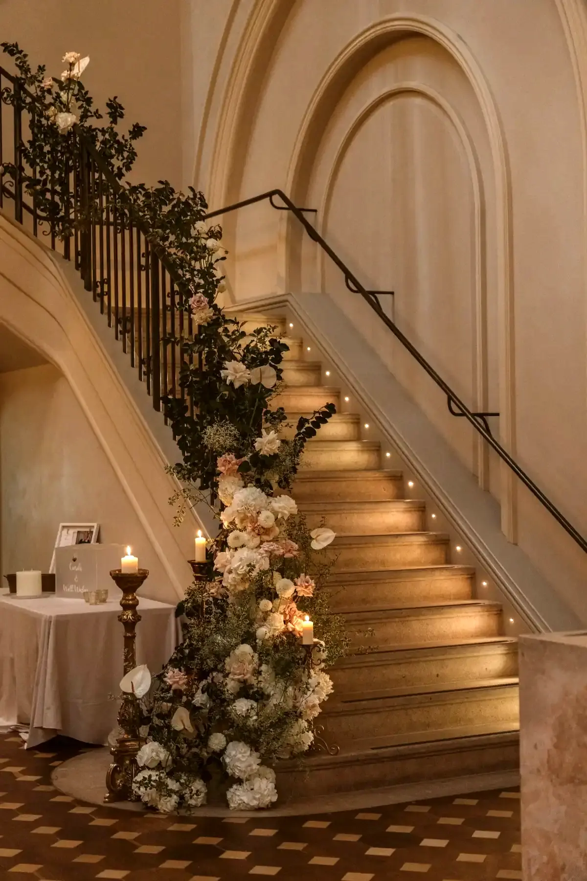 Wedding flowers staircase